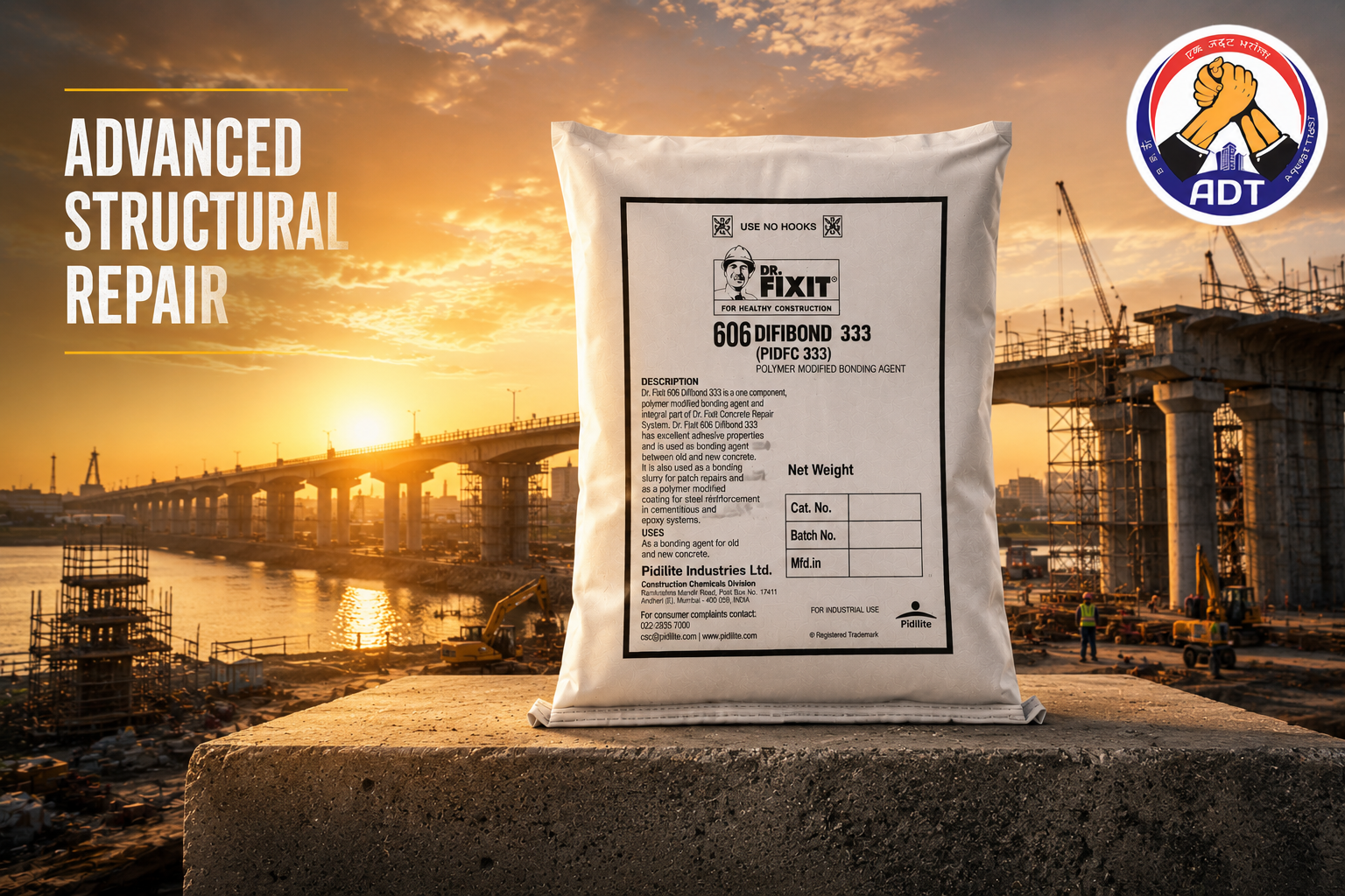 Dr. Fixit Piditop 333 dry shake hardener sprinkled onto fresh concrete