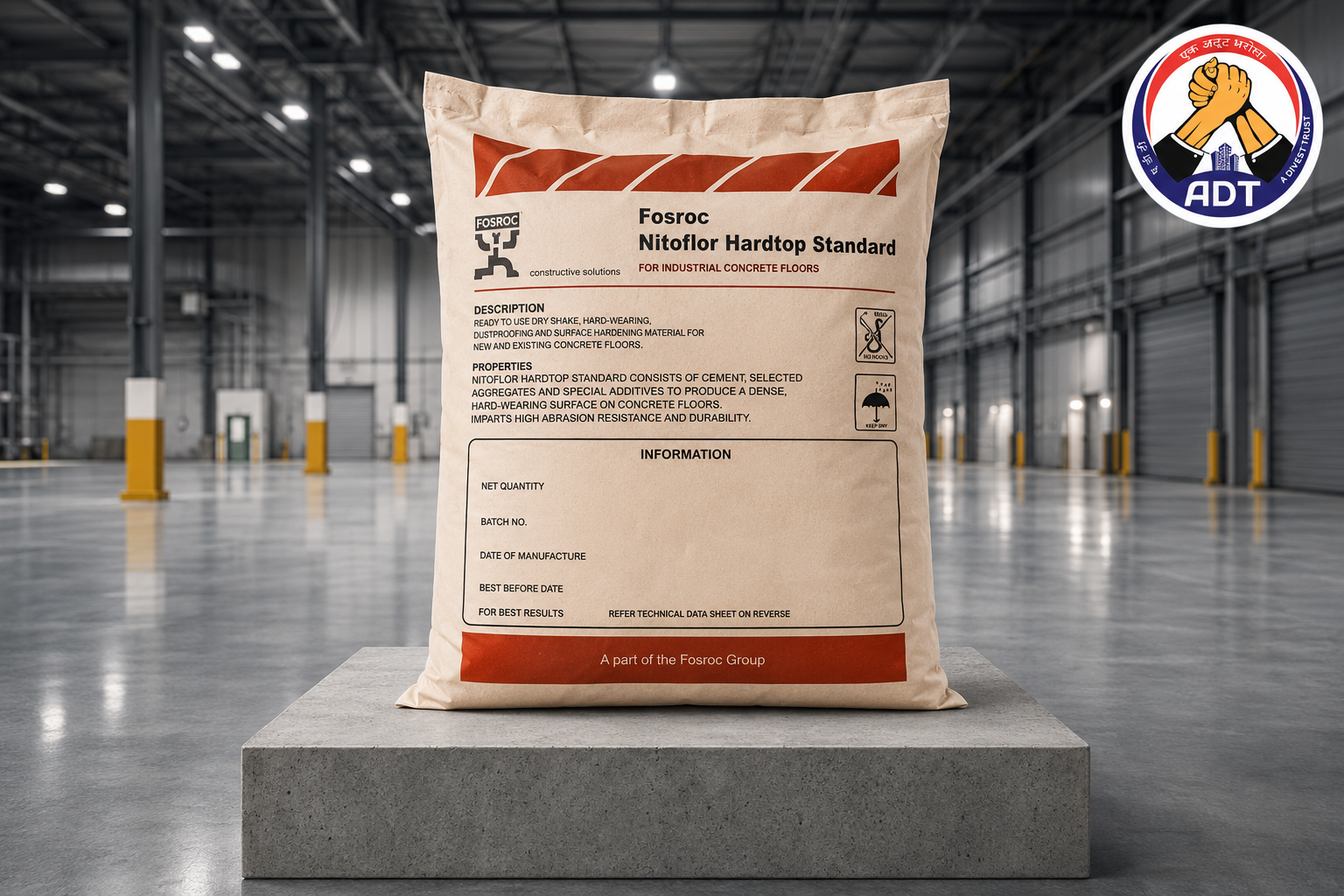 Fosroc Nitoflor Hardtop non-metallic monolithic surface hardener for concrete floors