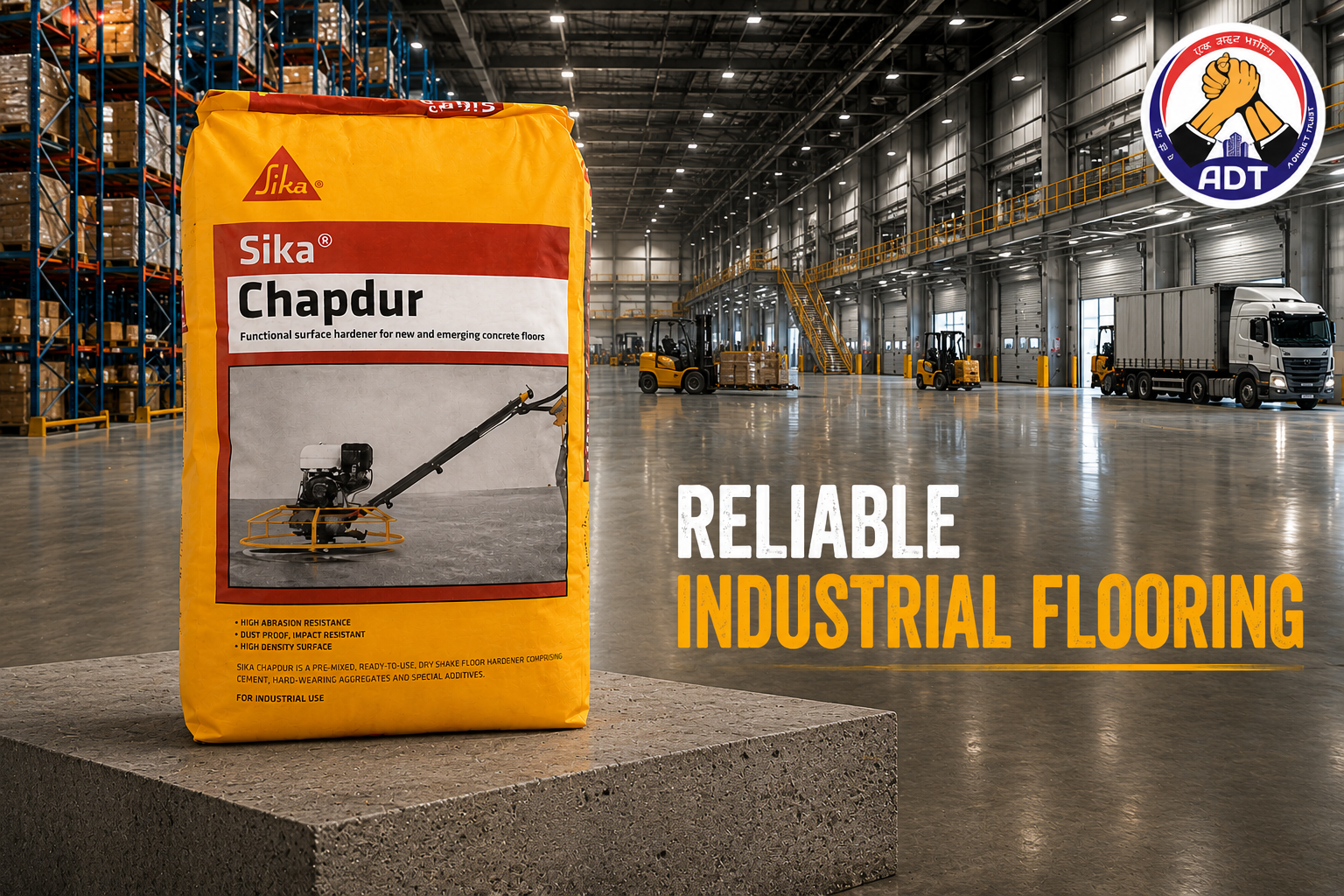 Sika Chapdur mineral floor hardener available in grey green and red shades