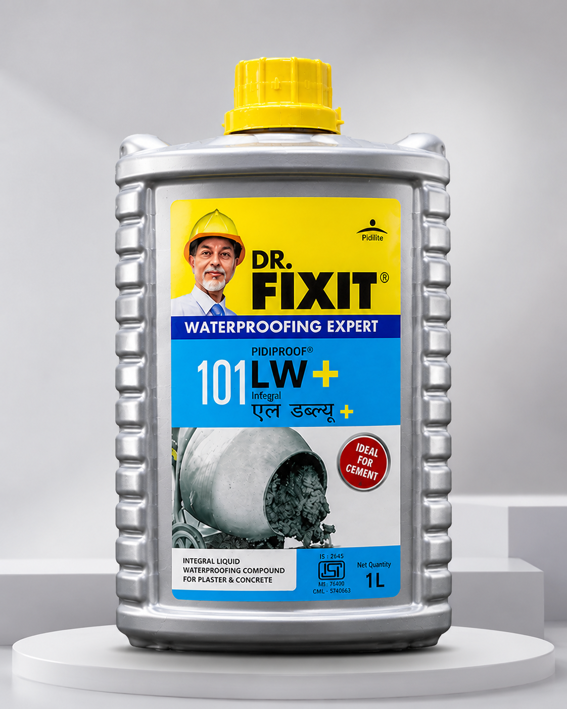 Dr. Fixit Pidiproof LW+ — trusted waterproofing chemical for concrete and plaster compatible with M-Sand construction

