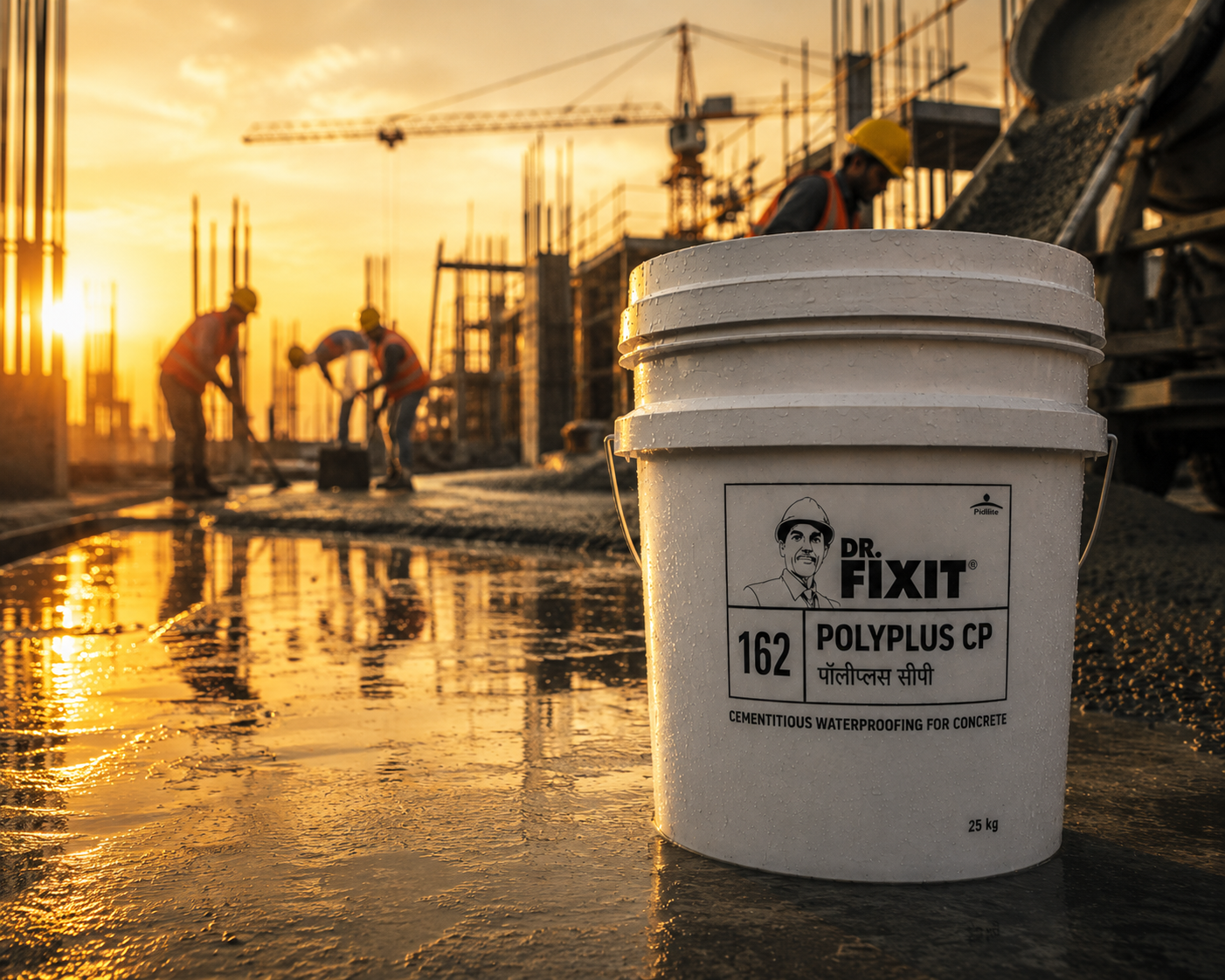 Dr. Fixit Polyplus CP — trusted construction chemical that becomes an integral part of concrete for permanent waterproofing in India




