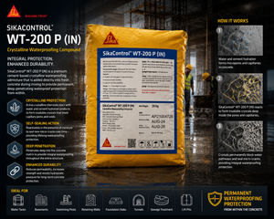 Sika WT 200 — self-sealing crystalline waterproofing material that reactivates on moisture contact for lifelong concrete protection




