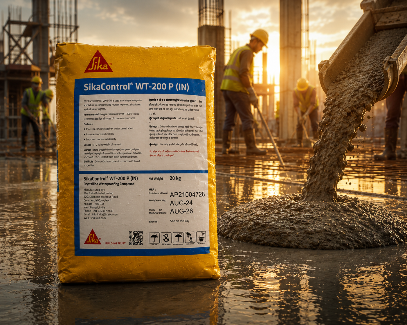 Sika 101H — crystalline waterproofing material that reactivates on moisture contact for lifelong concrete and masonry protection





