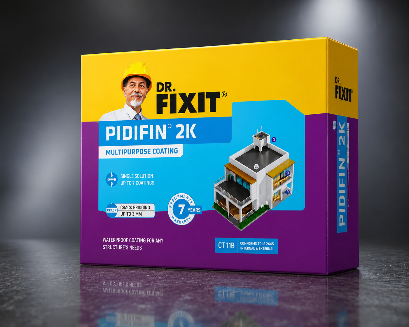 Dr. Fixit Pidifin 2K — reliable flexible cementitious waterproofing coating for new construction and repair applications across India



