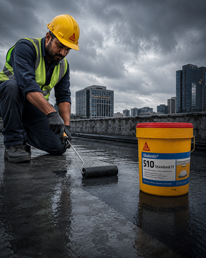 Sikalastic-510 CoolCoat IN — UV reflective waterproofing chemical for roof slabs reducing heat absorption and roof leakage India
