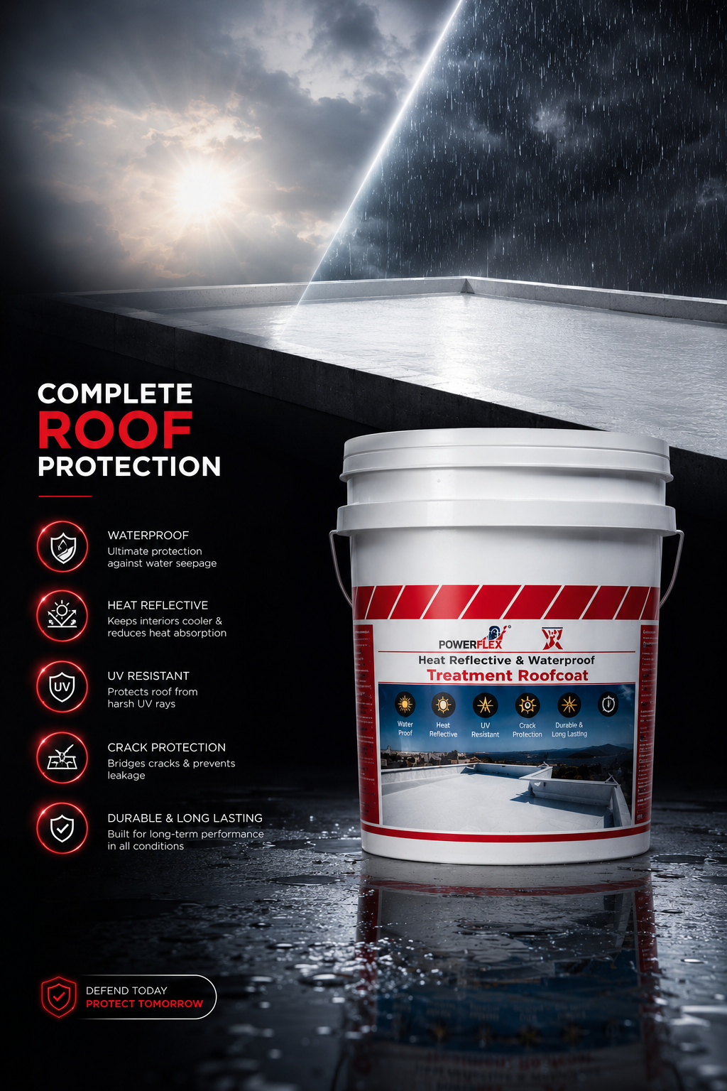 Fosroc Brushbond Roof Guard — polymer-modified cementitious waterproof coating for roof waterproofing and terrace leakage solution India
