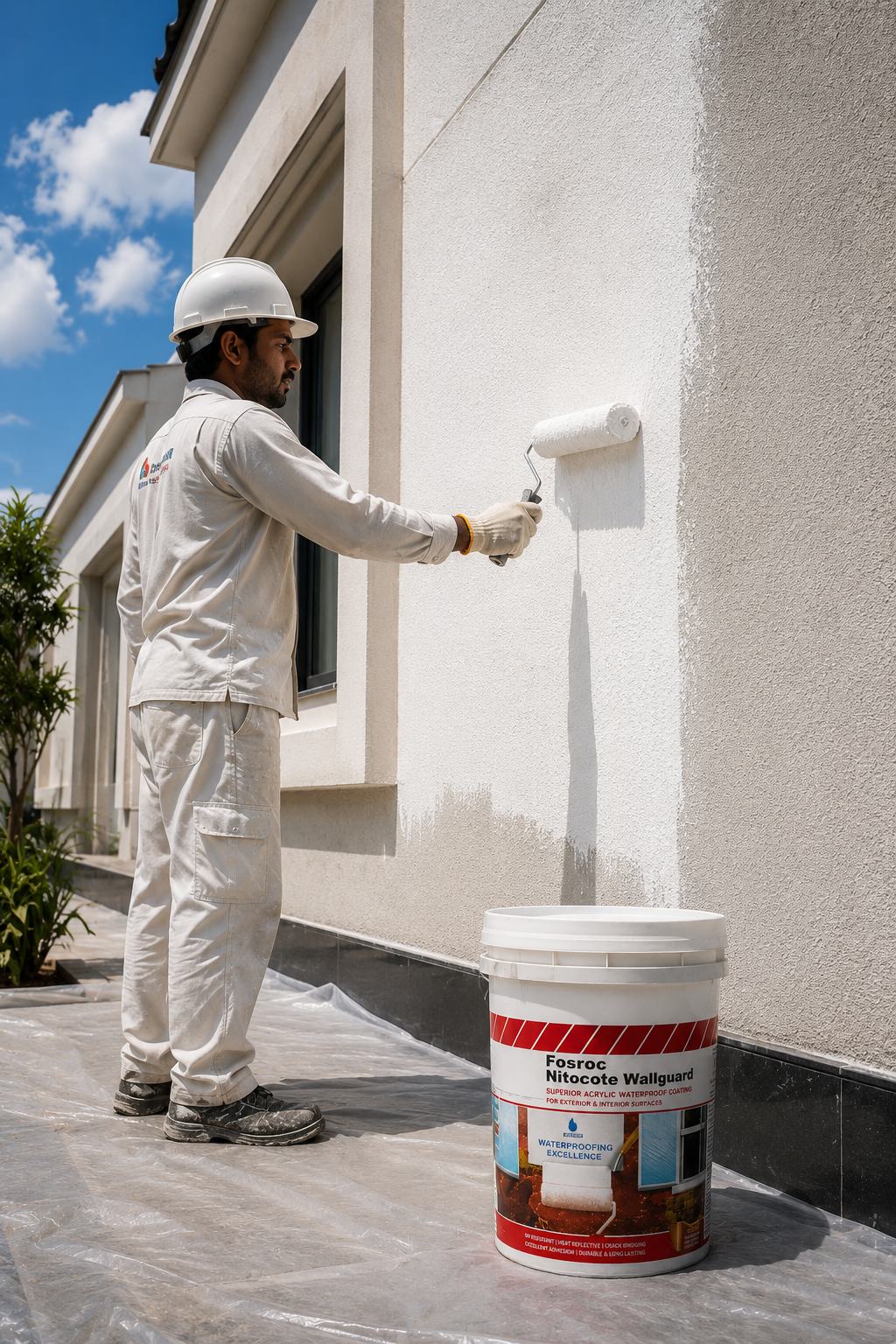 Fosroc Nitocote Wall Guard — cement-based waterproof wall coating stopping wall leakage and moisture ingress on interior exterior walls India

