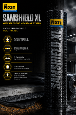Dr Fixit Samshield XL 1500 IMP self-adhesive cold-applied waterproofing membrane — 1.5mm bitumen HDPE basement waterproofing India
