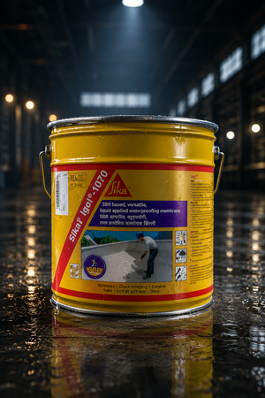 SIKALASTIC 450I Sika waterproof coating can — liquid applied PU elastomeric coating for roof and terrace waterproofing India
