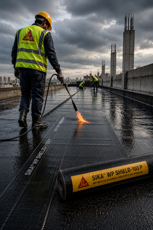 Sika WP Shield 103 P product roll packaging — APP modified bituminous waterproofing membrane Sika India construction
