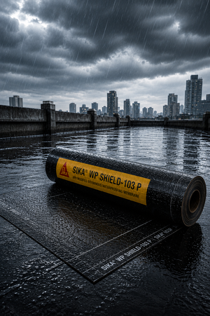 Sika WP Shield 103 P product close up roll — APP modified bituminous waterproofing membrane specifications Sika India
