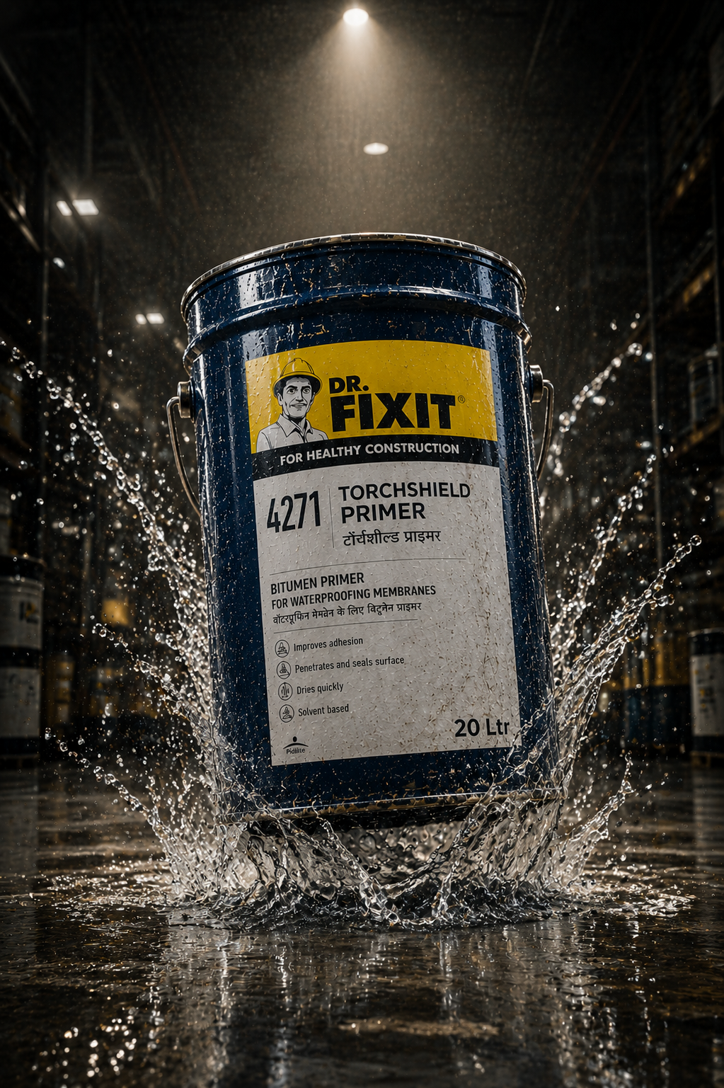 Dr Fixit Torchshield Primer brush roller application — bitumen primer for APP waterproofing contractors site application India
