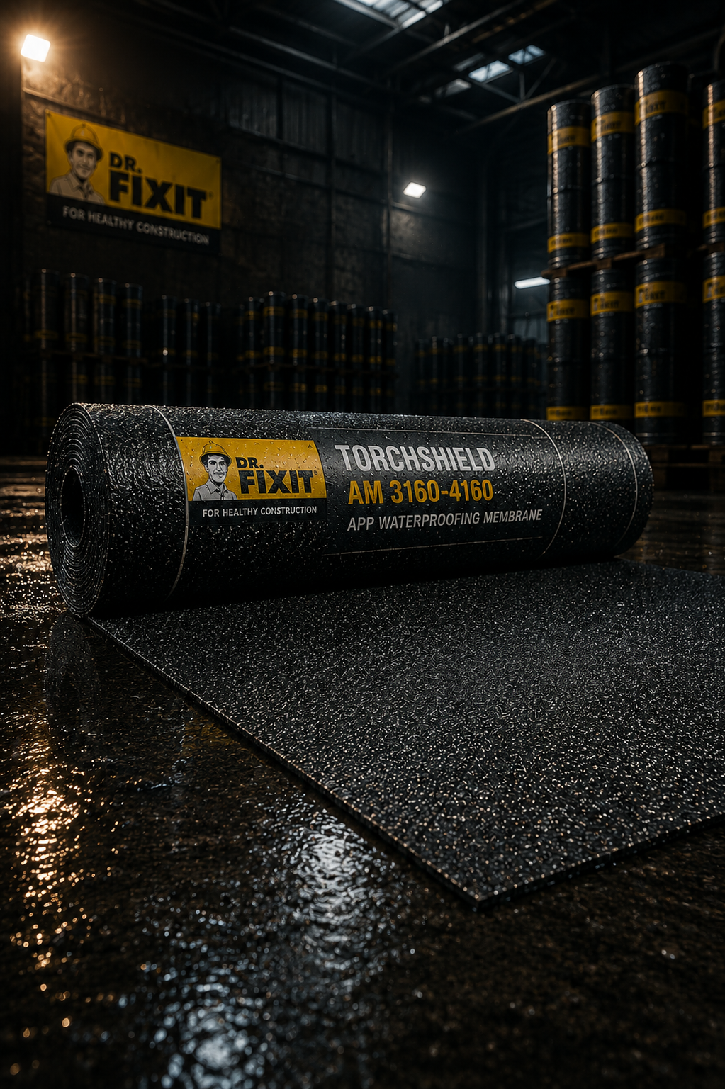 Dr Fixit Torchshield AM 3160-4160 torch application on rooftop — APP bituminous waterproofing membrane seamless bonded layer India

