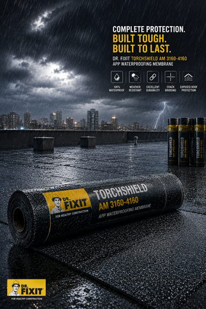 Dr Fixit Torchshield AM 3160-4160 APP modified bituminous waterproofing membrane roll — 3mm 4mm torch-applied bitumen waterproofing Dr Fixit India
