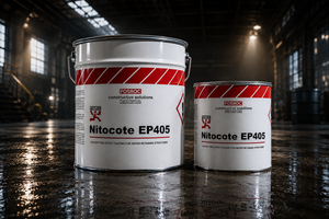 Fosroc Nitocote EP 405 applied on concrete water tank surface — epoxy protective waterproofing coating chemical resistant India
