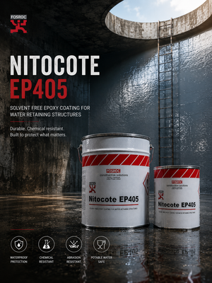 Fosroc Nitocote EP 405 two-component epoxy protective coating — chemical resistant waterproofing for concrete tanks industrial structures India
