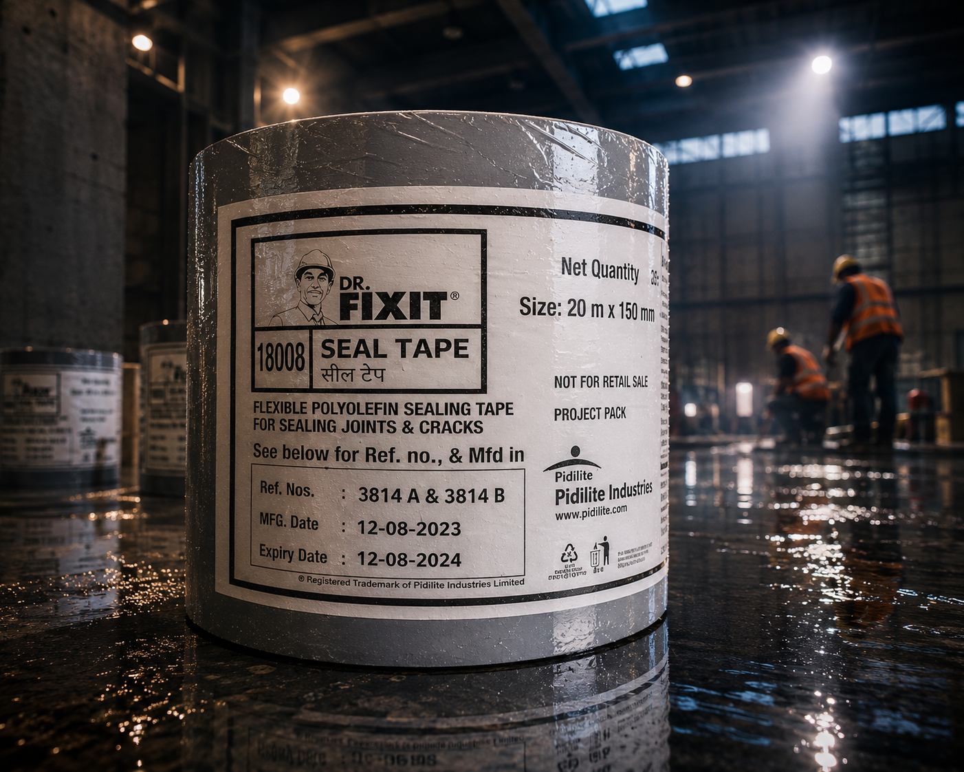 Dr Fixit Seal Tape 150MM product roll — 150mm TPE thermoplastic elastomer joint sealing waterproofing strip Dr Fixit India
