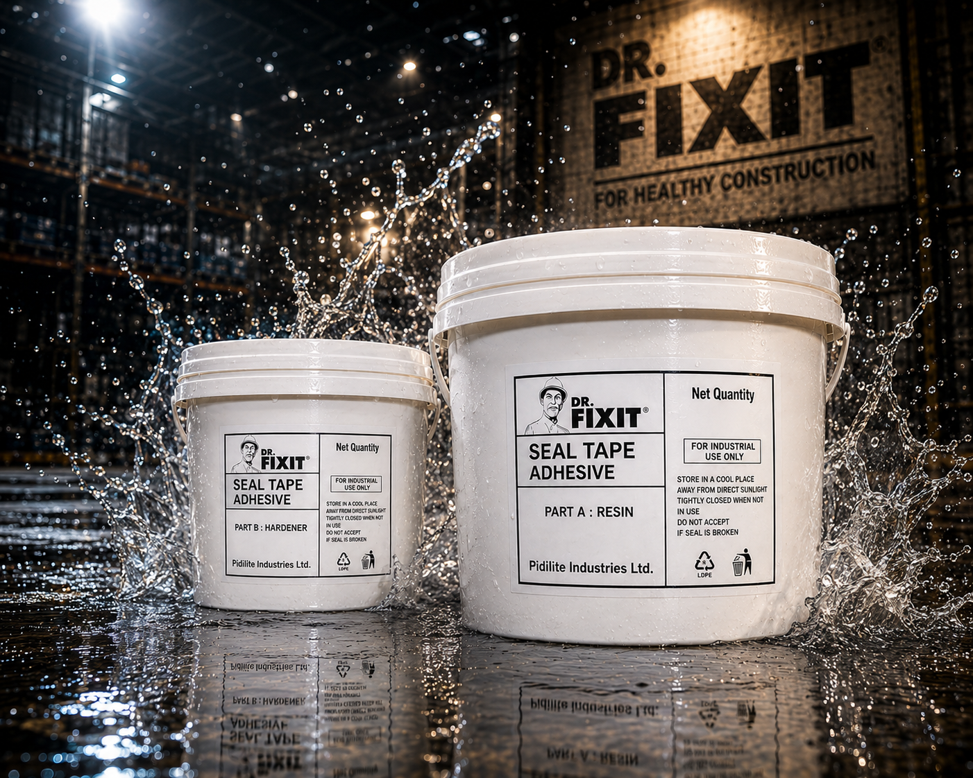 Dr Fixit Tape Adhesive brush application on concrete surface — bonding adhesive for waterproofing tape joint sealing strip India
