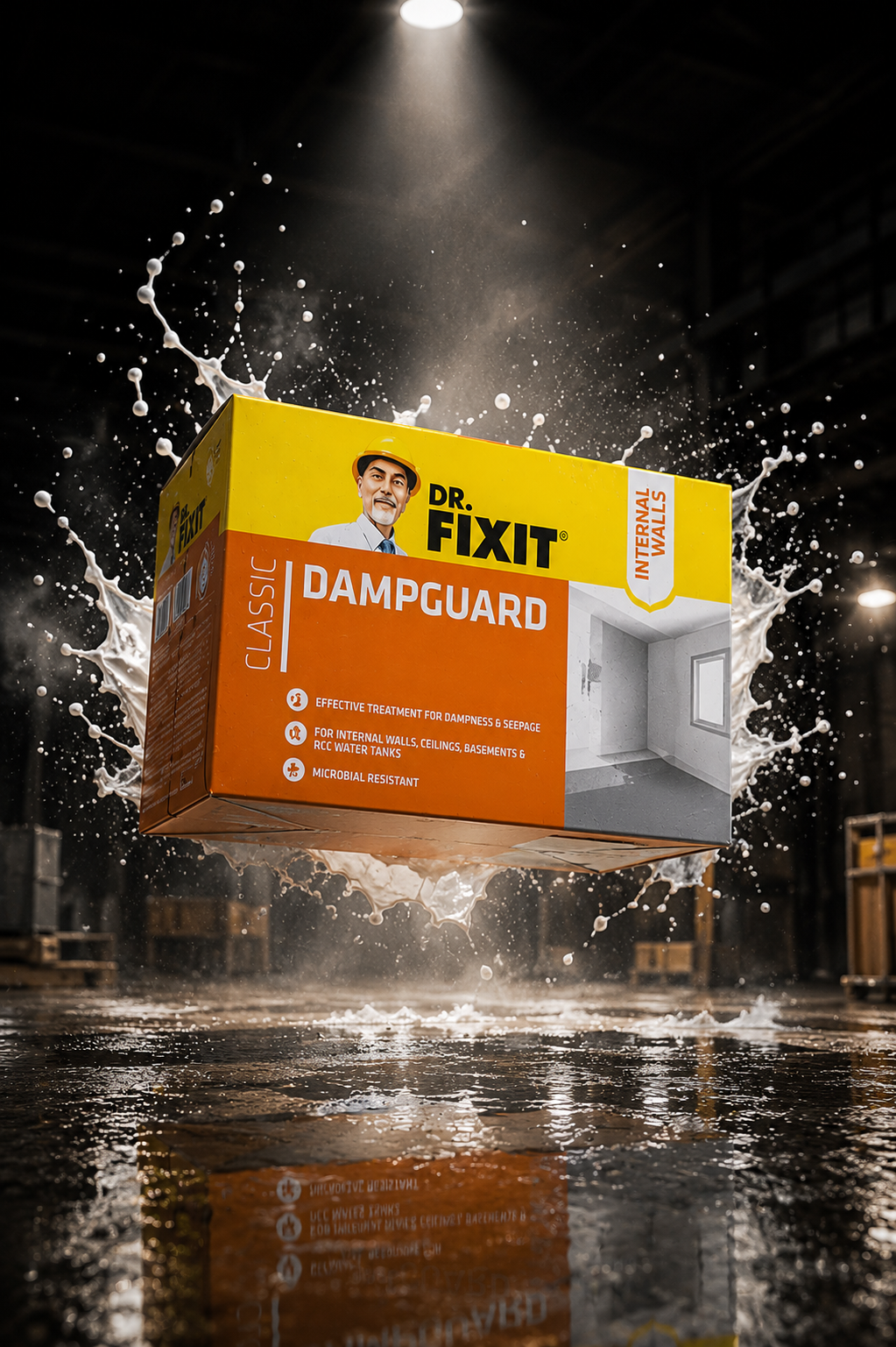Dr Fixit Dampguard Classic anti-fungal damp-proof coating — wall crack filler putty blended with cement waterproofing India
