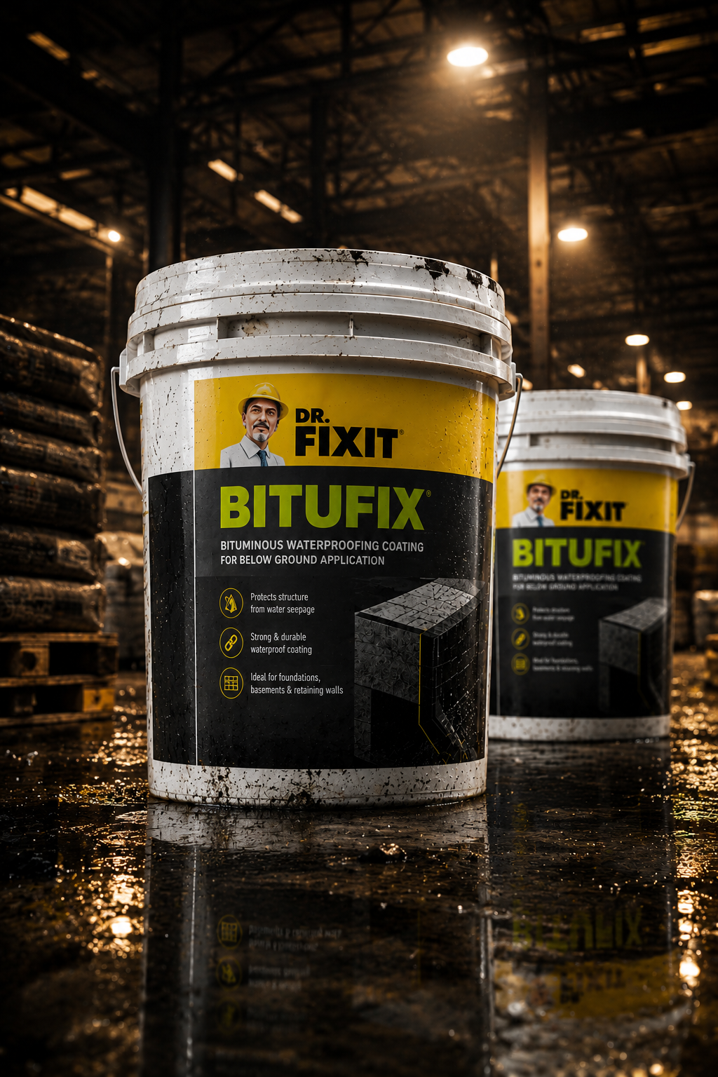 Dr Fixit Bitufix waterproofing solution — bitumen protective coating for concrete basement water tank underground waterproofing India

