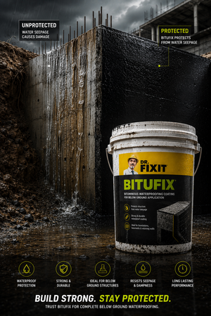 Dr Fixit Bitufix bituminous protective waterproofing coating — cold applied bitumen coating for concrete water tank underground structures India
