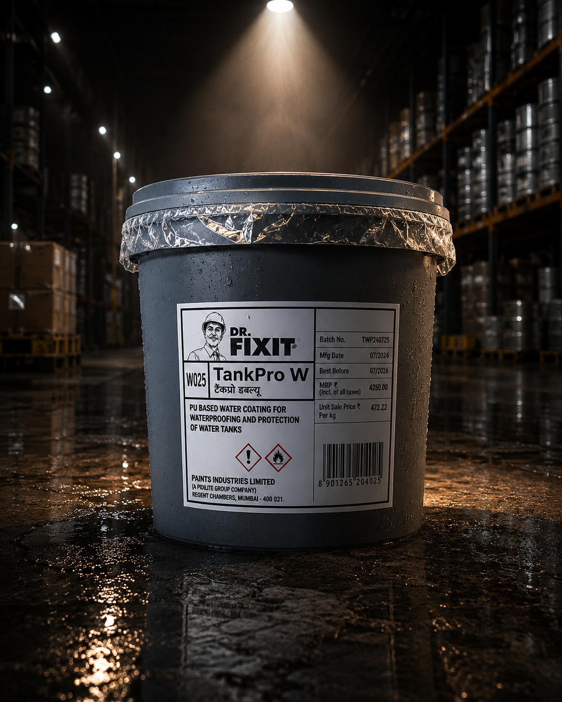 Dr Fixit Tankpro W product close up — protective concrete tank waterproofing coating specifications Dr Fixit India

