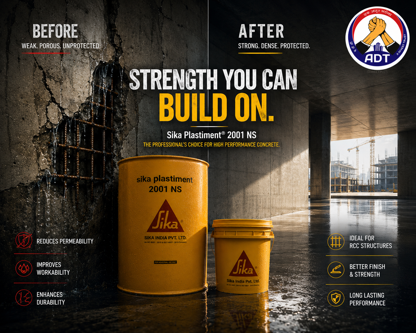 Sika Plastiment 2001 NS SNF based superplasticizer admixture — concrete water reducer workability improvement Sika India
