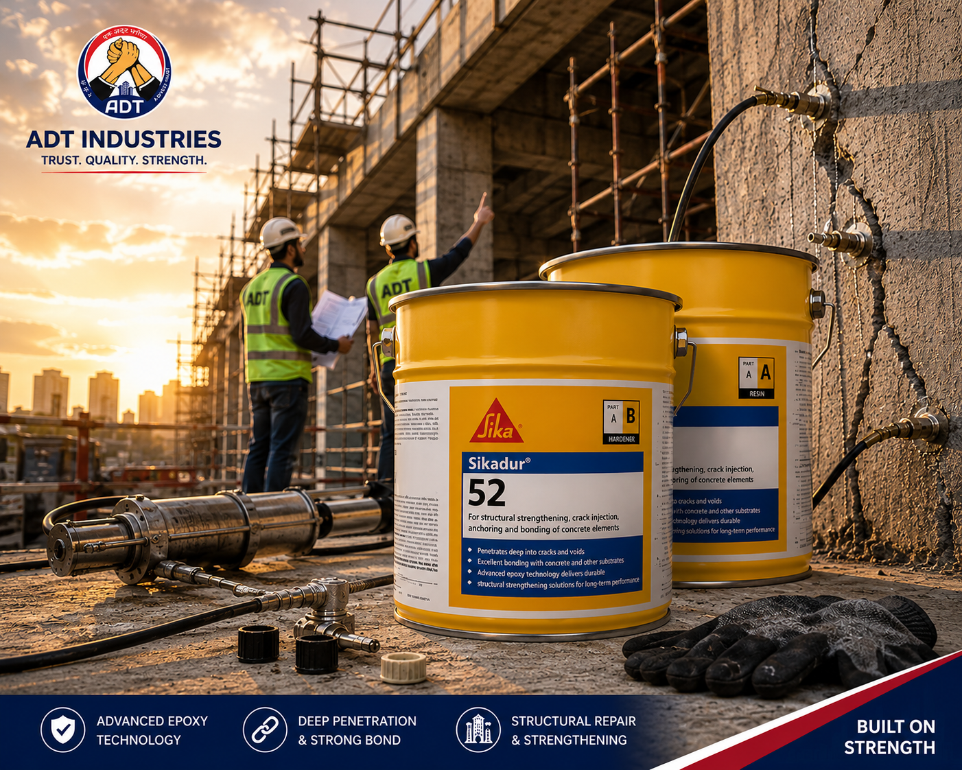 Sikadur-52 product packaging — low-viscosity epoxy injection grout Sika India Pvt Ltd construction chemical
