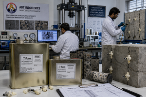 Flexible polyurethane injection grout Dr. Fixit PU Plain Injection being injected into concrete construction joint — permanent watertight seal India
