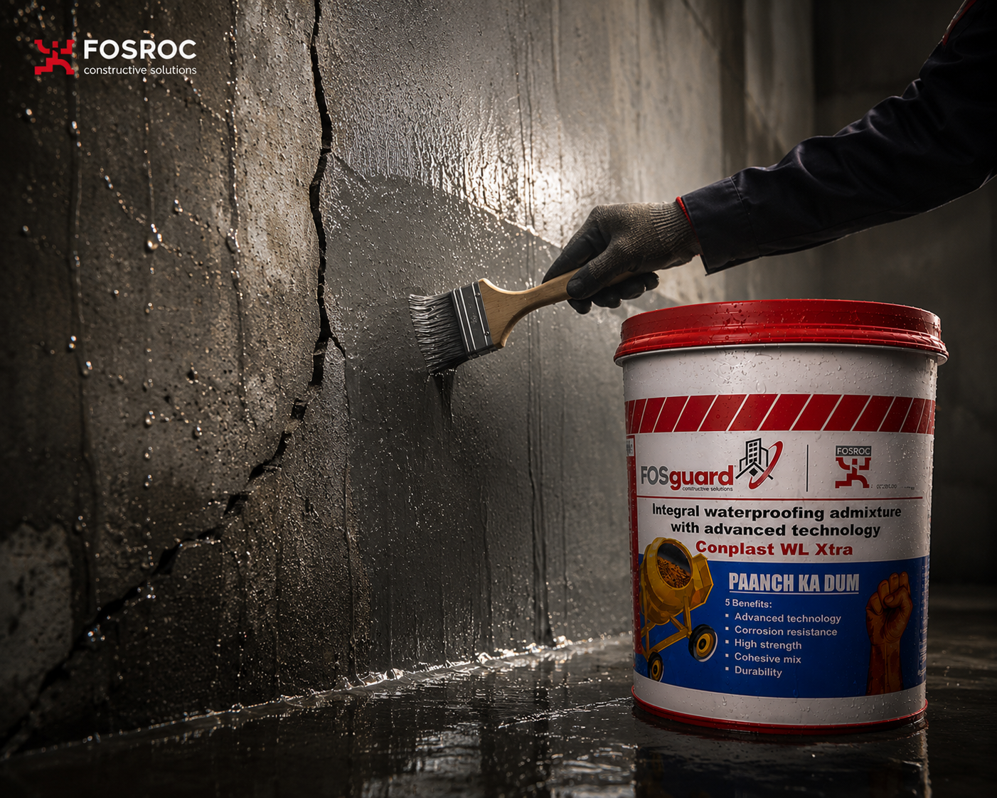 Conplast WL Xtra by Fosroc — integral waterproofing compound for bathroom, basement and roof waterproofing

