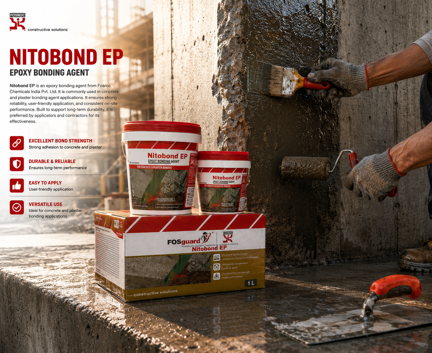 Fosroc Nitobond EP epoxy bonding agent for joining old and new concrete


