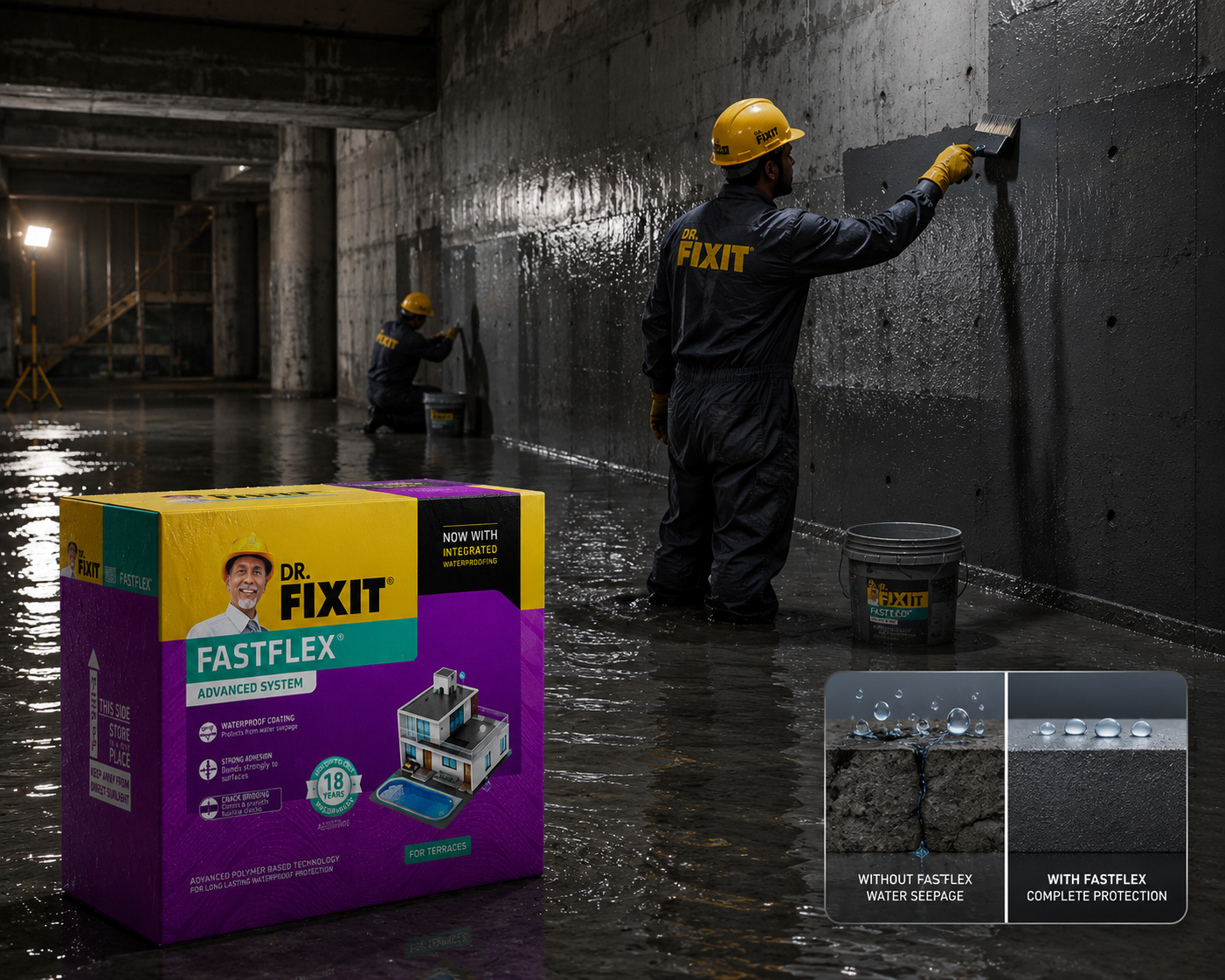 Dr. Fixit Fastflex Ultra — trusted waterproofing solution for roof waterproofing, terrace waterproofing and bathroom waterproofing across India




