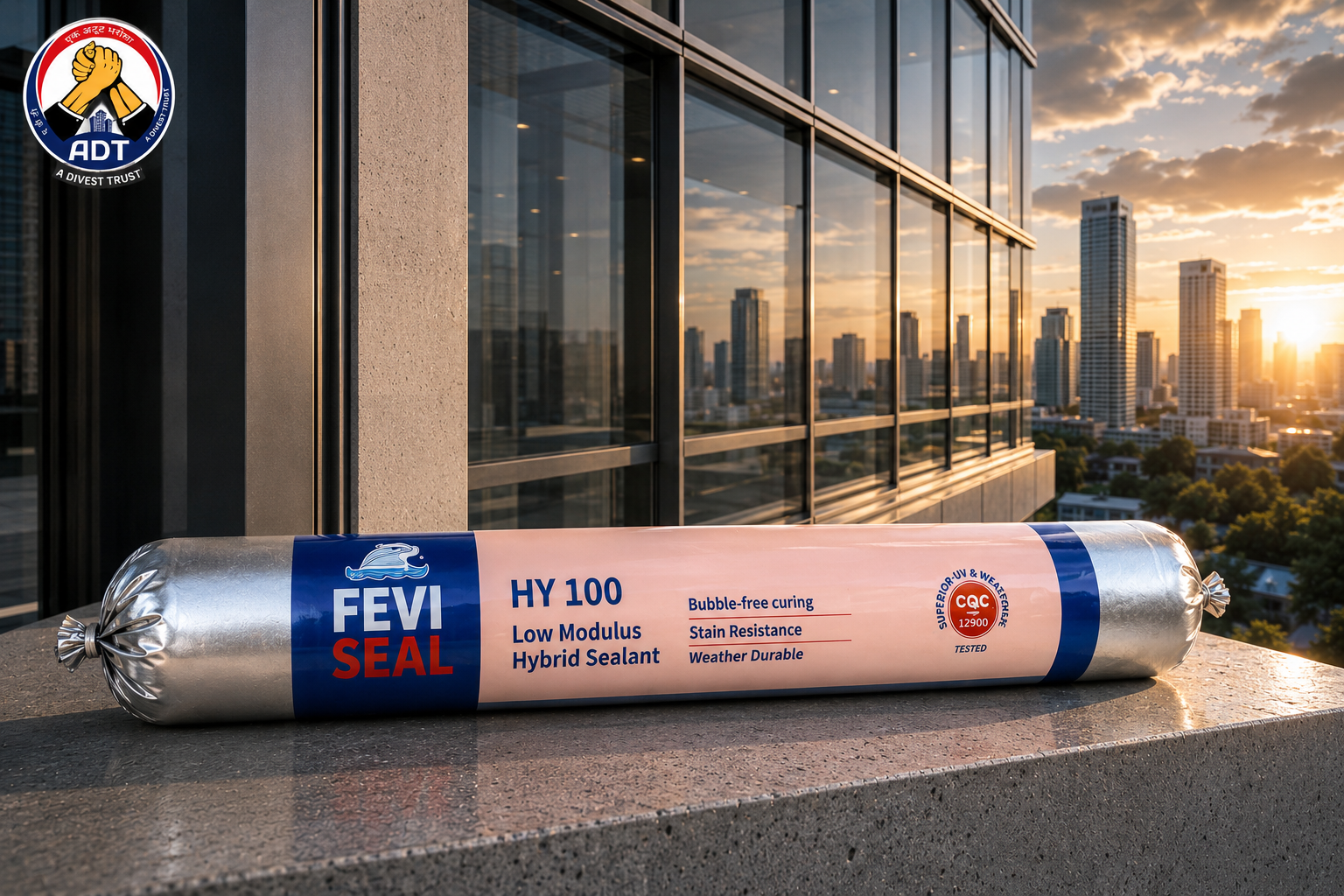 Dr. Fixit Feviseal HY 100 product close up — hybrid polymer sealant cartridge specifications Pidilite India
