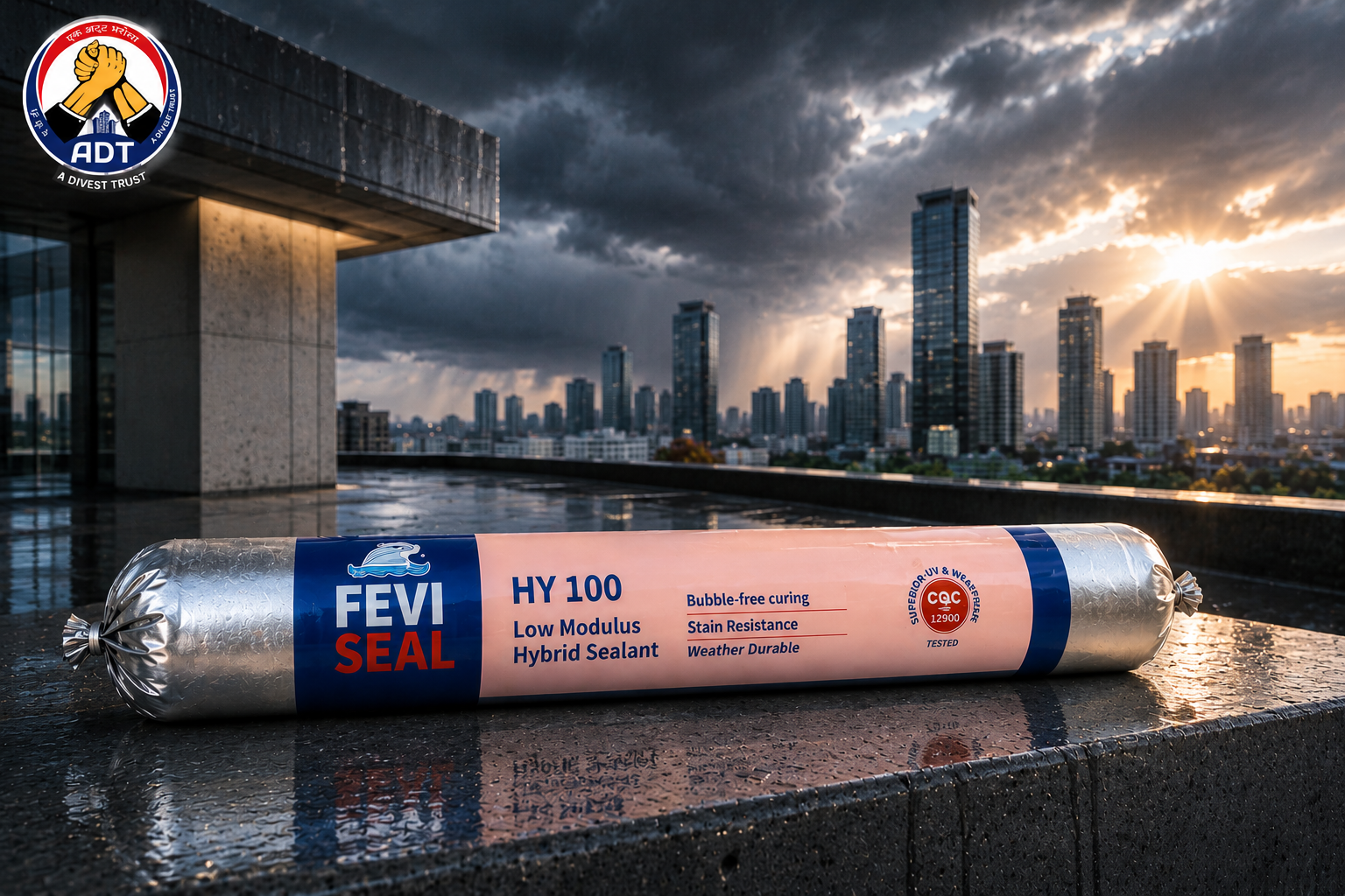 Dr. Fixit Feviseal HY 100 sealing facade construction joint — weatherproof hybrid polymer sealant building India
