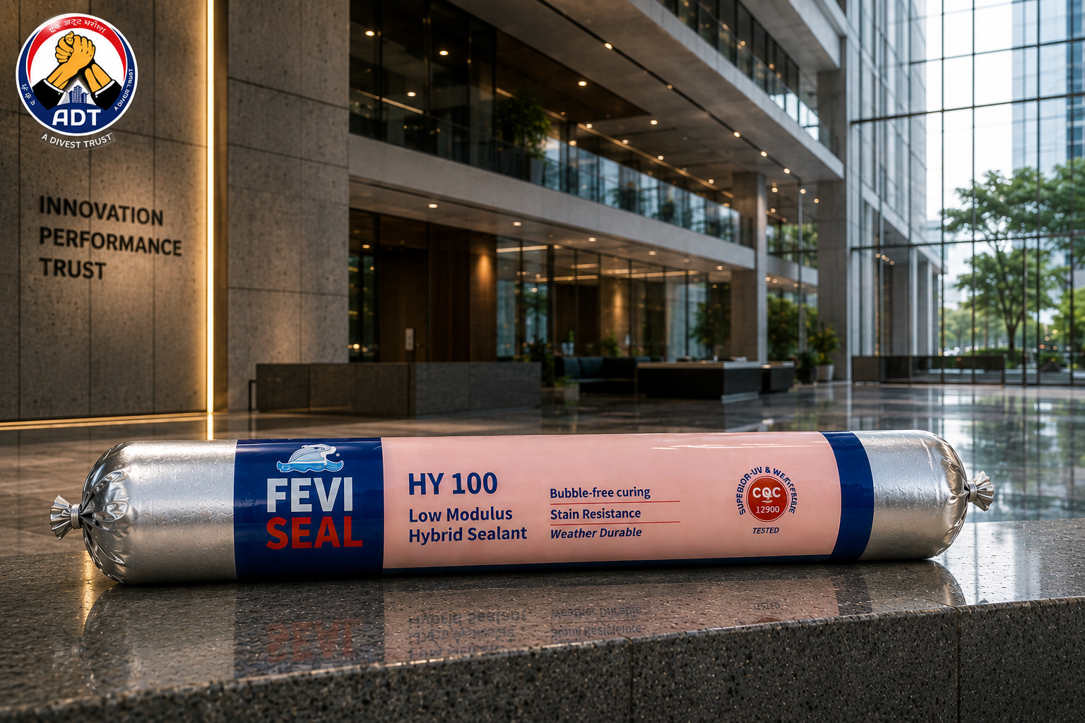 Dr. Fixit Feviseal HY 100 product packaging — hybrid polymer sealant 600 ml carton 20 pcs Pidilite India
