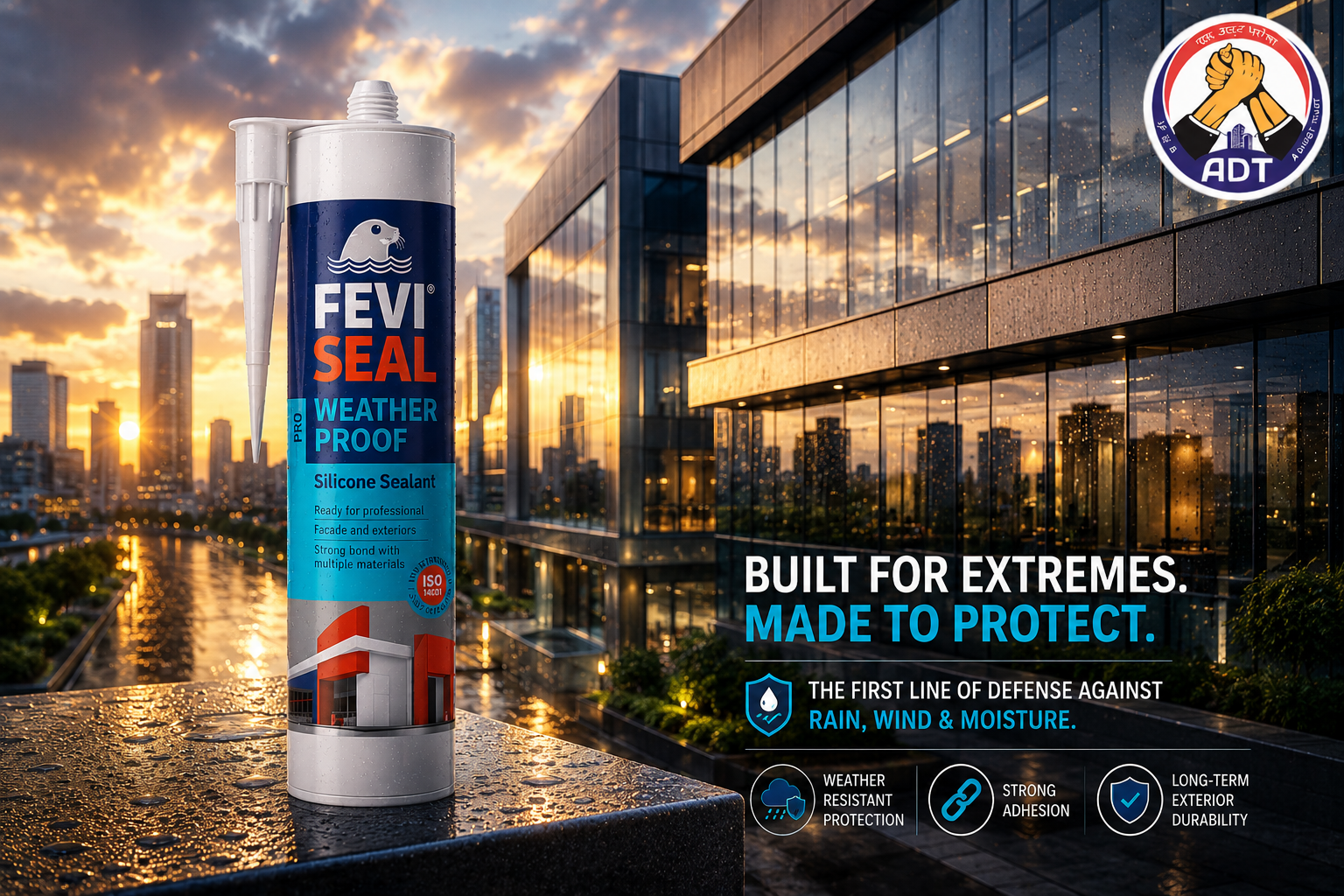 Dr. Fixit Feviseal Weatherproof Pro UV resistant silicone for aluminium fenestration