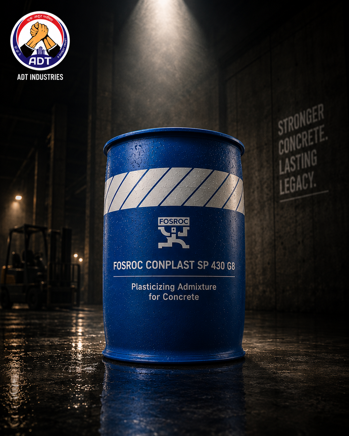 Fosroc Conplast SP430G8 product packaging — SNF superplasticizer admixture for ready-mix structural concrete Fosroc India
