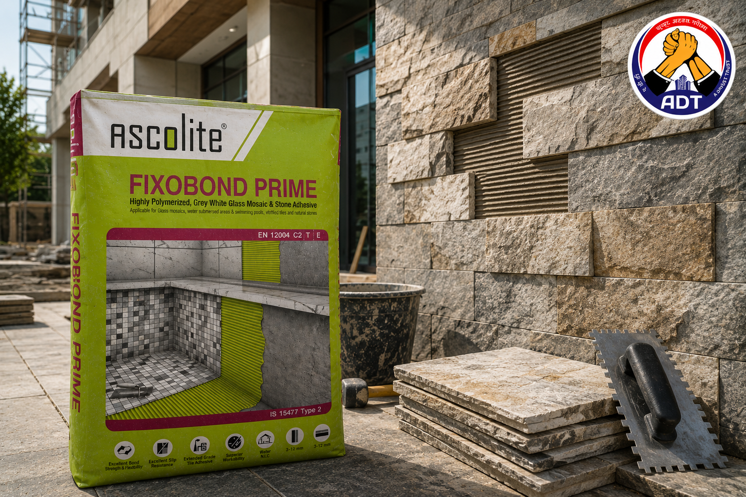 Ascolite Fixobond Prime high-strength adhesive for vitrified and porcelain tiles