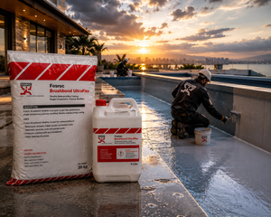 Fosroc Brushbond RFX UltraFlex — breathable non-toxic elastomeric waterproof membrane safe for potable water tanks and below-grade structures




