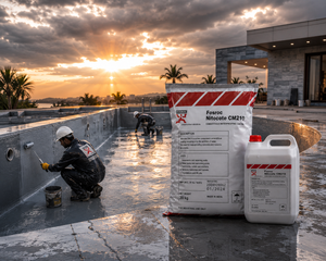 Fosroc Nitocote CM 210 — tough impermeable waterproof membrane with excellent adhesion on horizontal and vertical cementitious substrates




