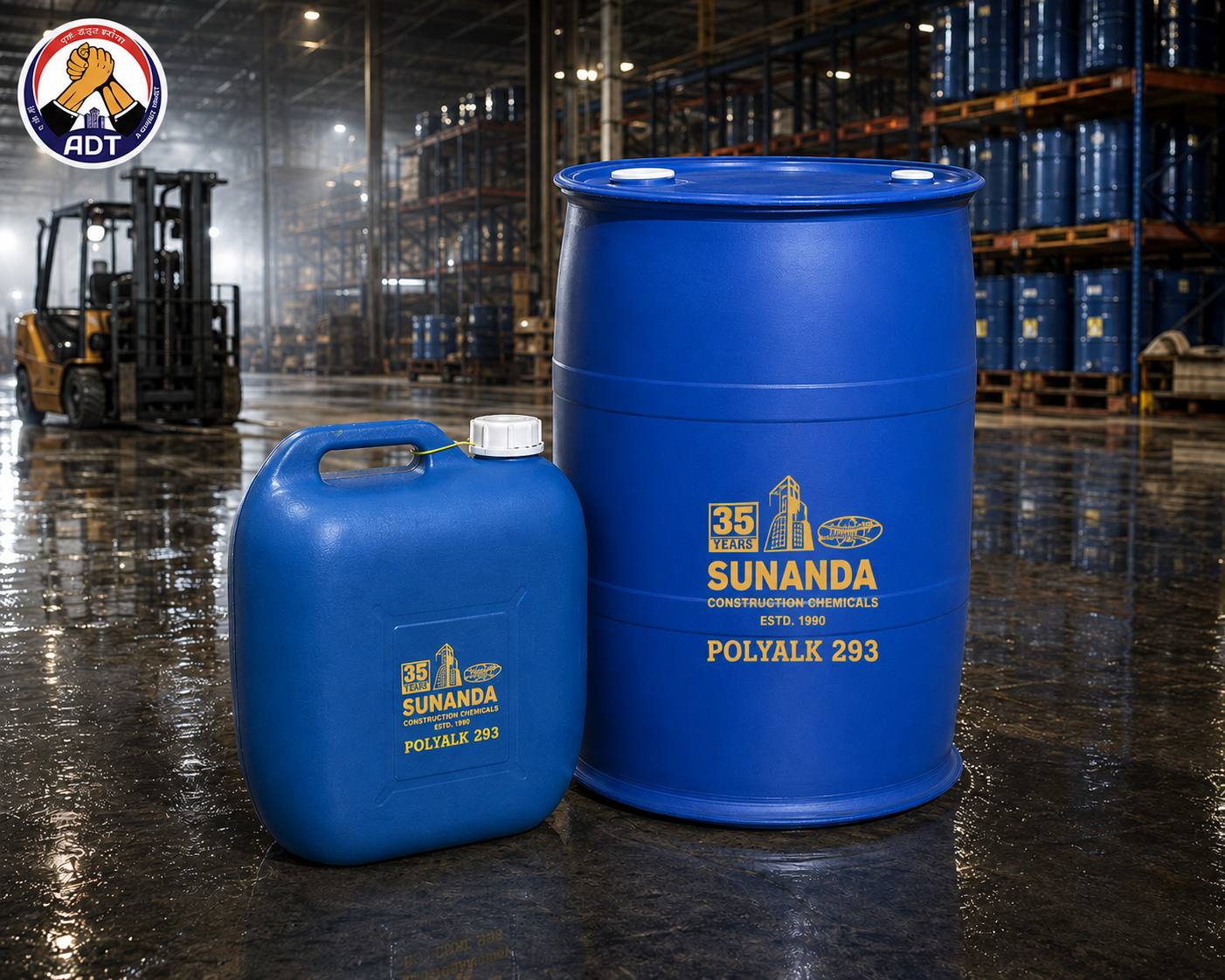 Polyalk CP 293 product packaging — corrosion inhibitor admixture for reinforced concrete Sunanda Speciality Coating India
