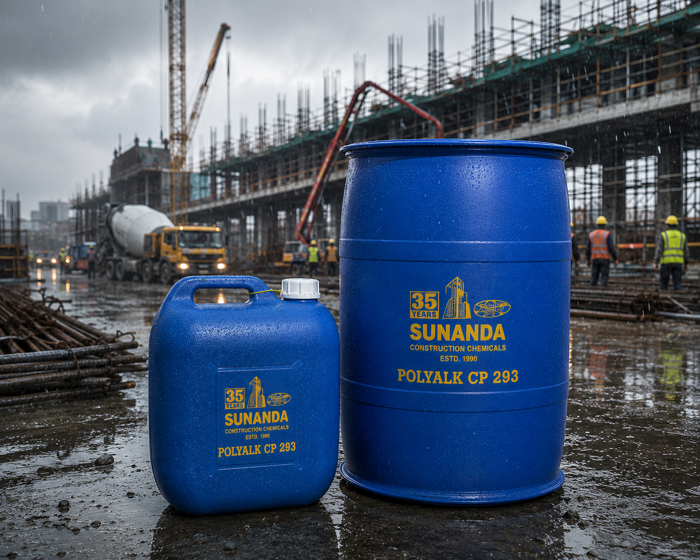 Polyalk CP 293 concrete admixture dosing — corrosion inhibitor for coastal marine industrial reinforced concrete India
