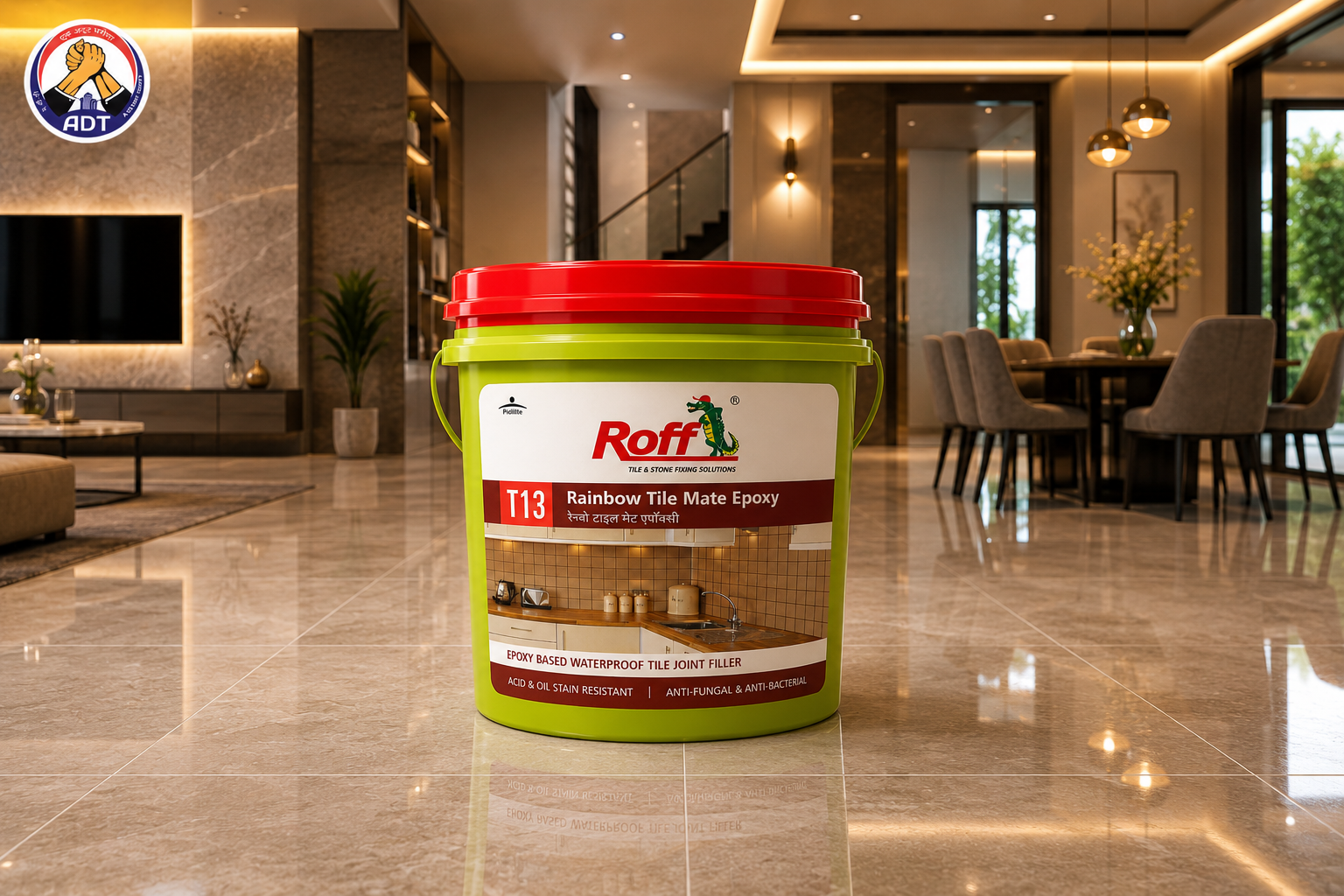 Roff Rainbow Tile Mate Epoxy stain-free grout in a kitchen backsplash