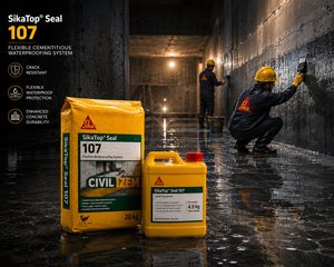 Sika Sikatop 107 Seal IN — flexible cementitious waterproofing system for roof, terrace, basement, bathroom and water tank applications




