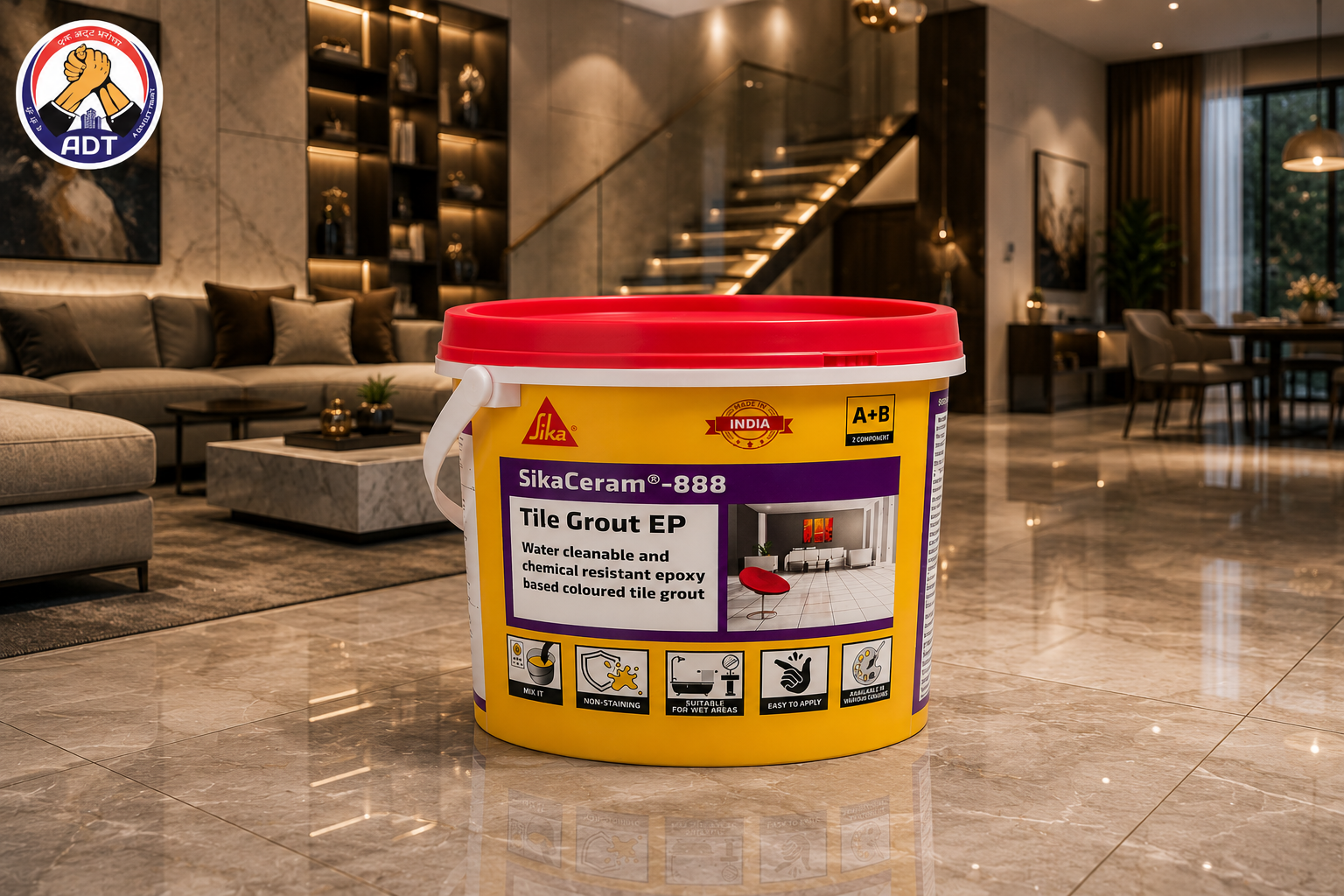 Sika Ceram-888 Tile Grout EP chemical-resistant grout for swimming pool tiles