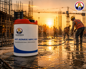 ADT Admix MPC 3070 added to concrete mix — mid PC superplasticizer improved workability high strength concrete India
