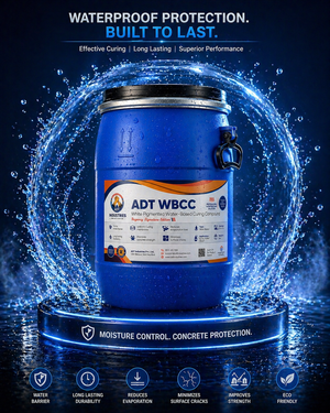ADT WBCC water-based curing compound — acrylic curing membrane for fresh concrete slabs roof deck and pavement India