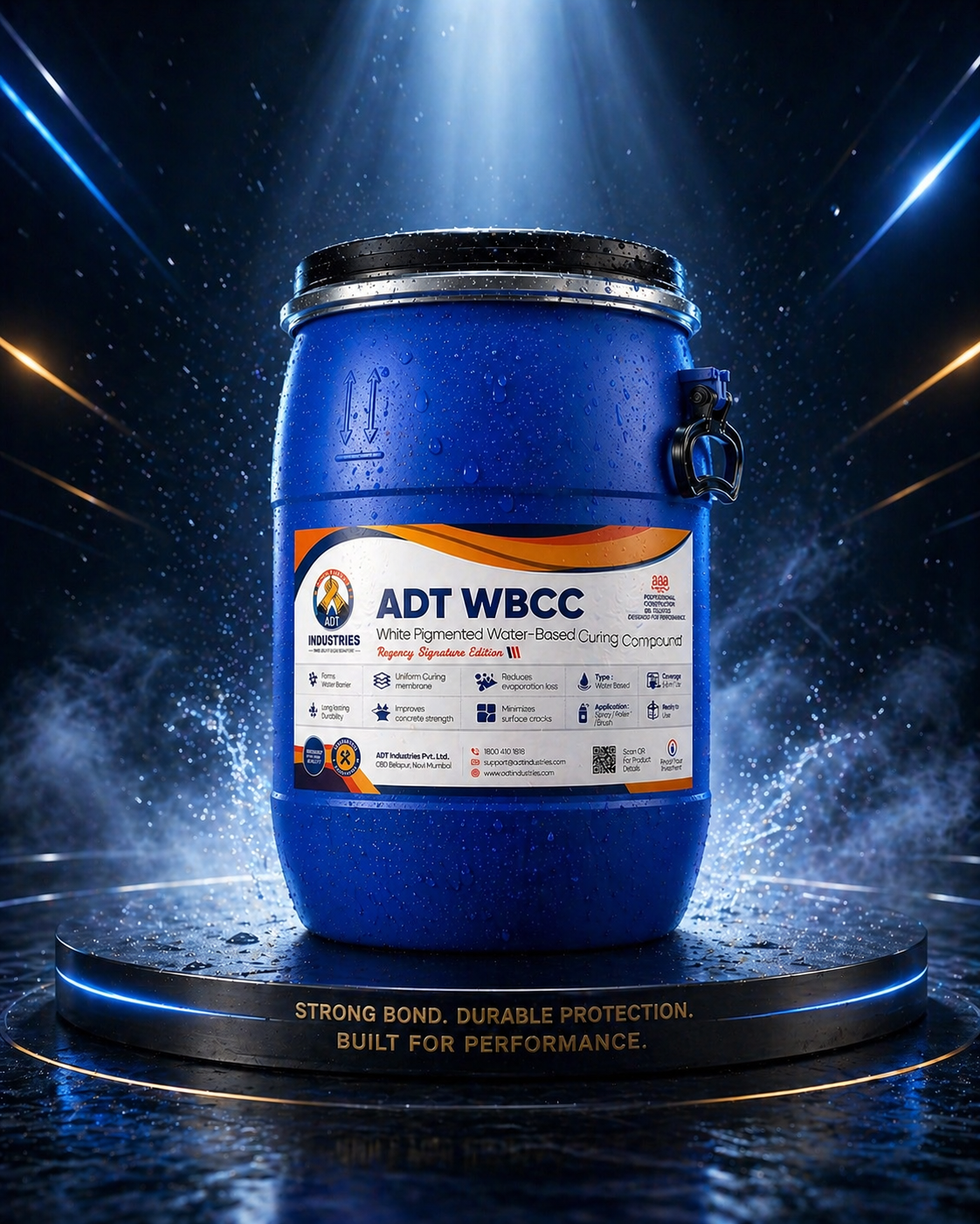 ADT WBCC curing compound forming protective film on concrete surface — moisture retention curing membrane for roof deck India
