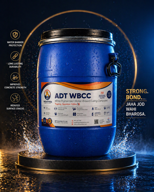 Blue container with a label on a dark background