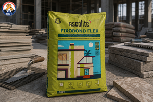 Ascolite Fixobond Flex combed onto a wall for large format tiles